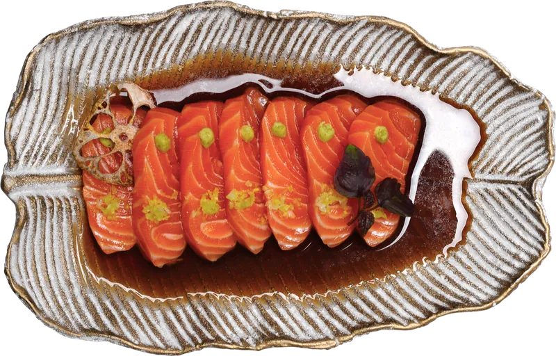 Salmon Sashimi auf Ponzu Sauce von Sashimi Sushi